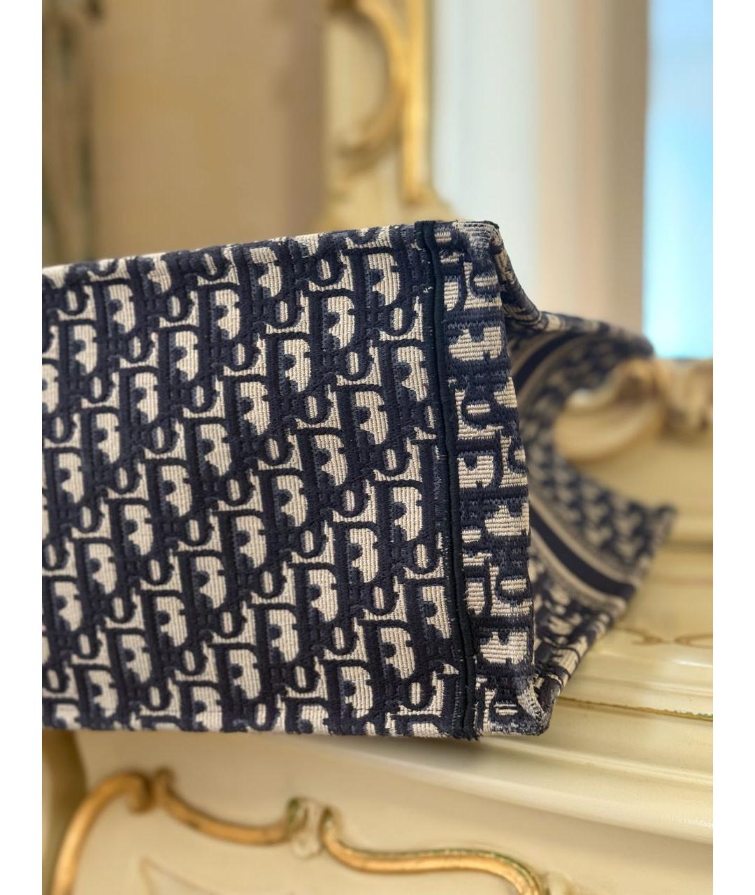 CHRISTIAN DIOR Темно-синяя жаккардовая сумка тоут, фото 8