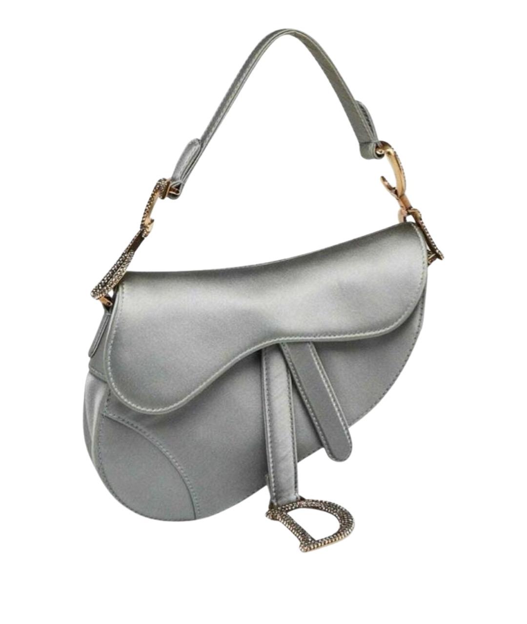 CHRISTIAN DIOR Серебряная шелковая сумка с короткими ручками, фото 1