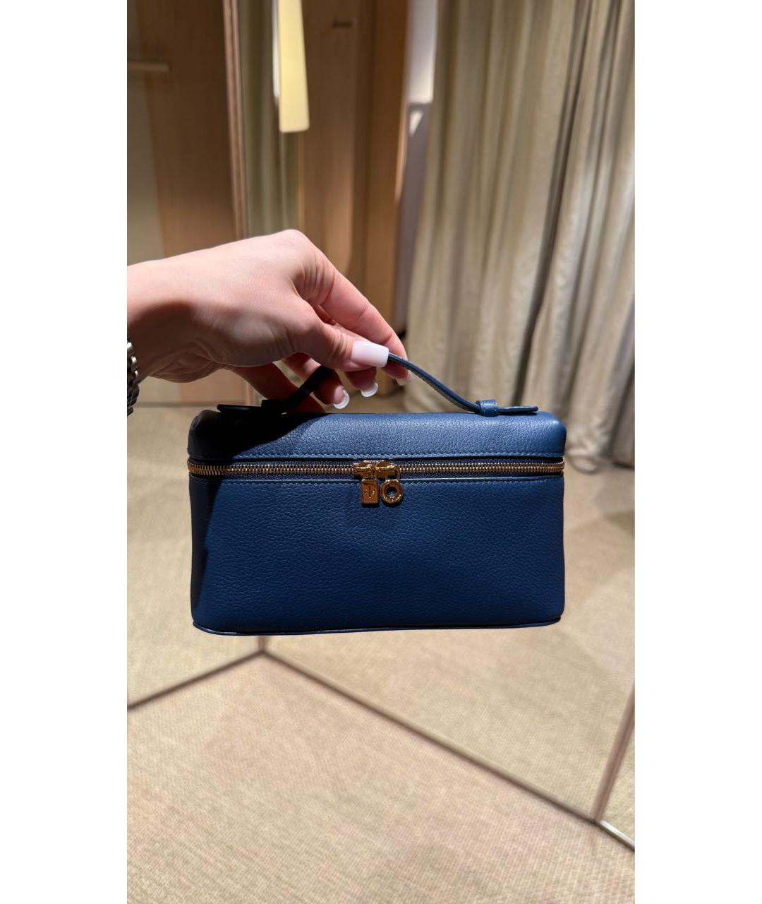 LORO PIANA Синяя кожаная сумка через плечо, фото 4