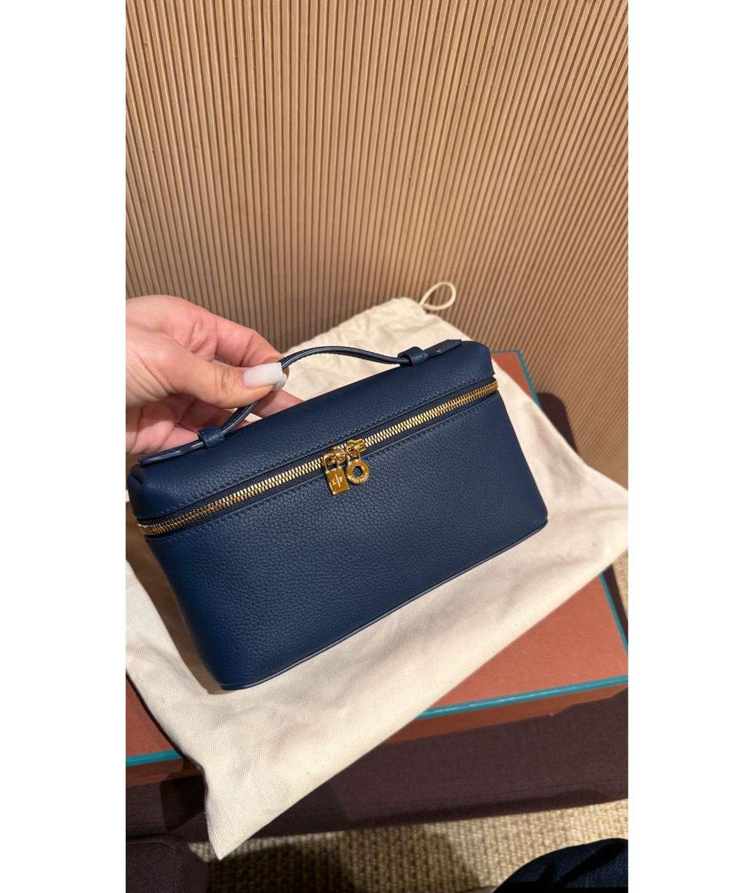 LORO PIANA Синяя кожаная сумка через плечо, фото 2