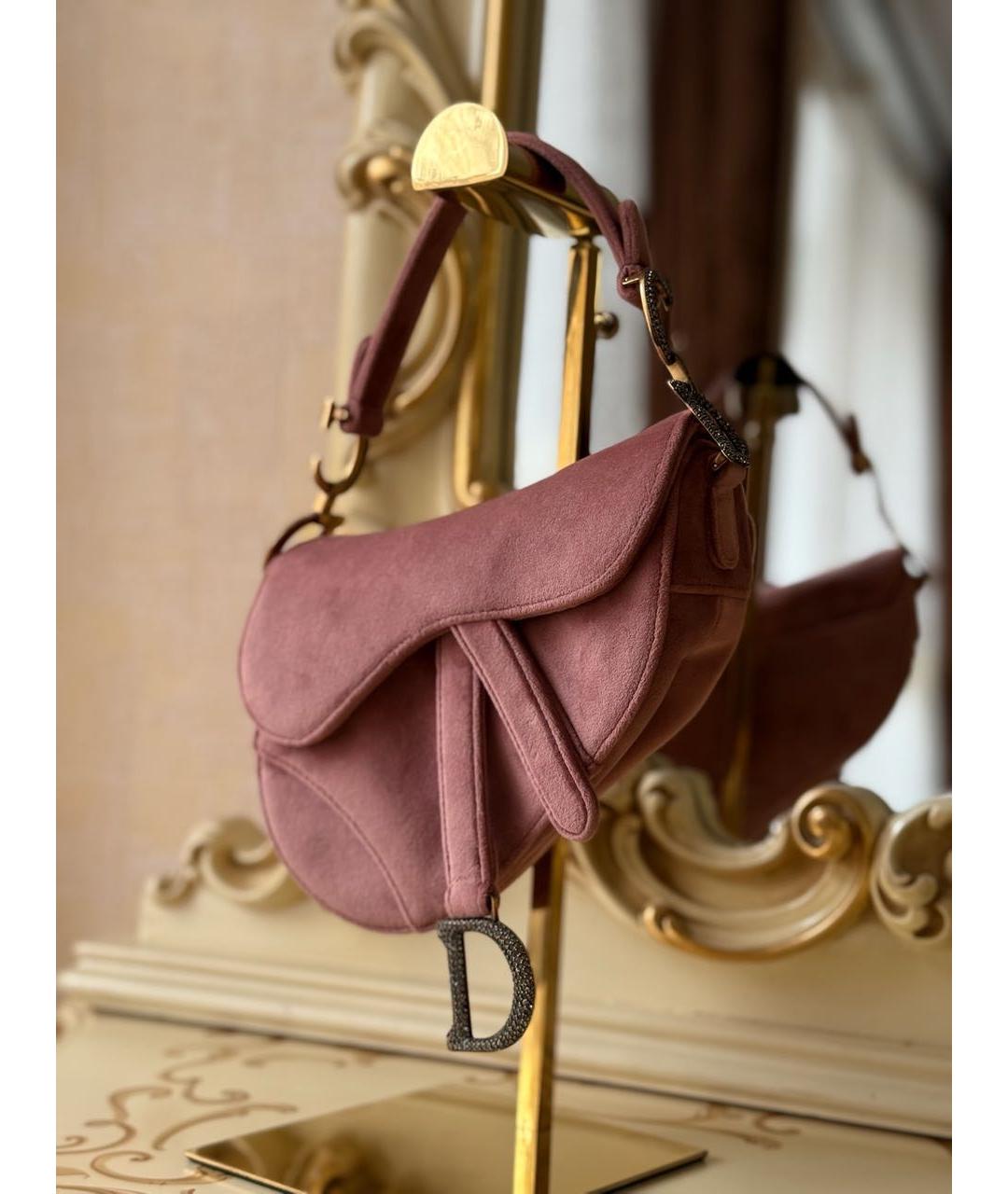 CHRISTIAN DIOR Розовая замшевая сумка с короткими ручками, фото 2