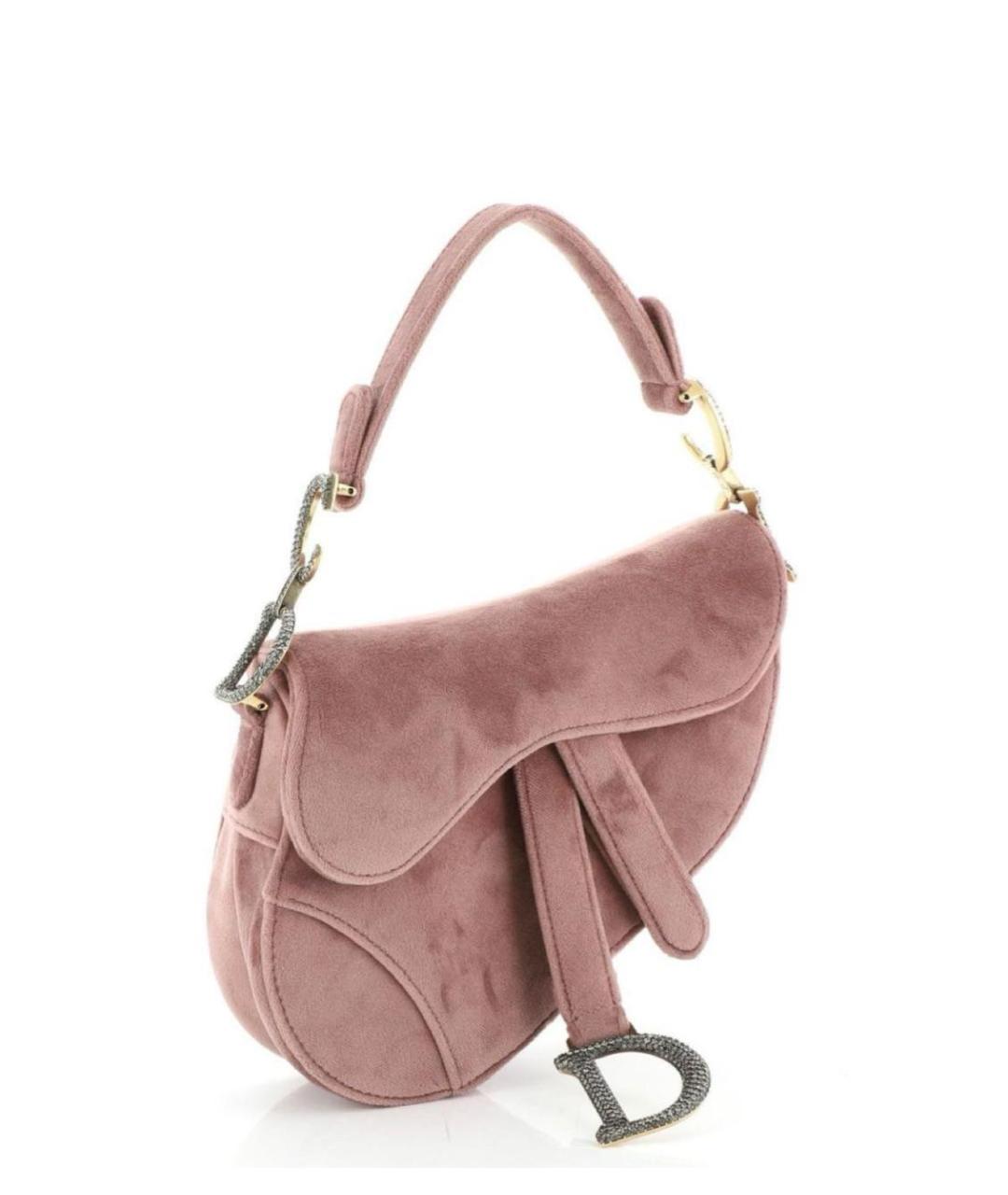 CHRISTIAN DIOR Розовая замшевая сумка с короткими ручками, фото 6