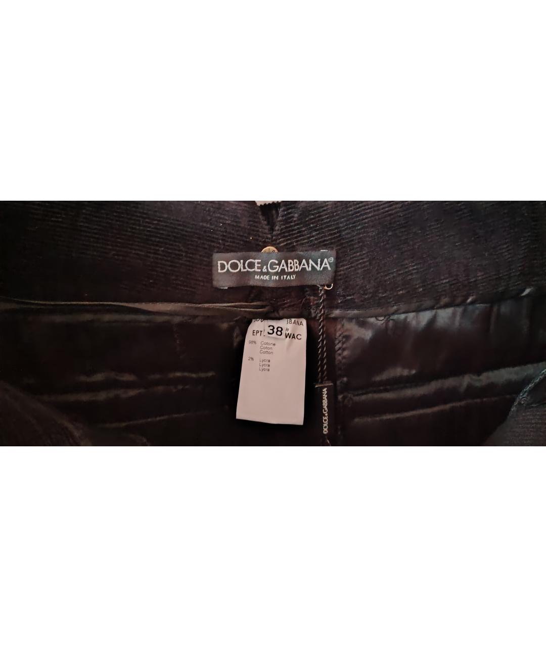 DOLCE&GABBANA Черные хлопковые прямые брюки, фото 3