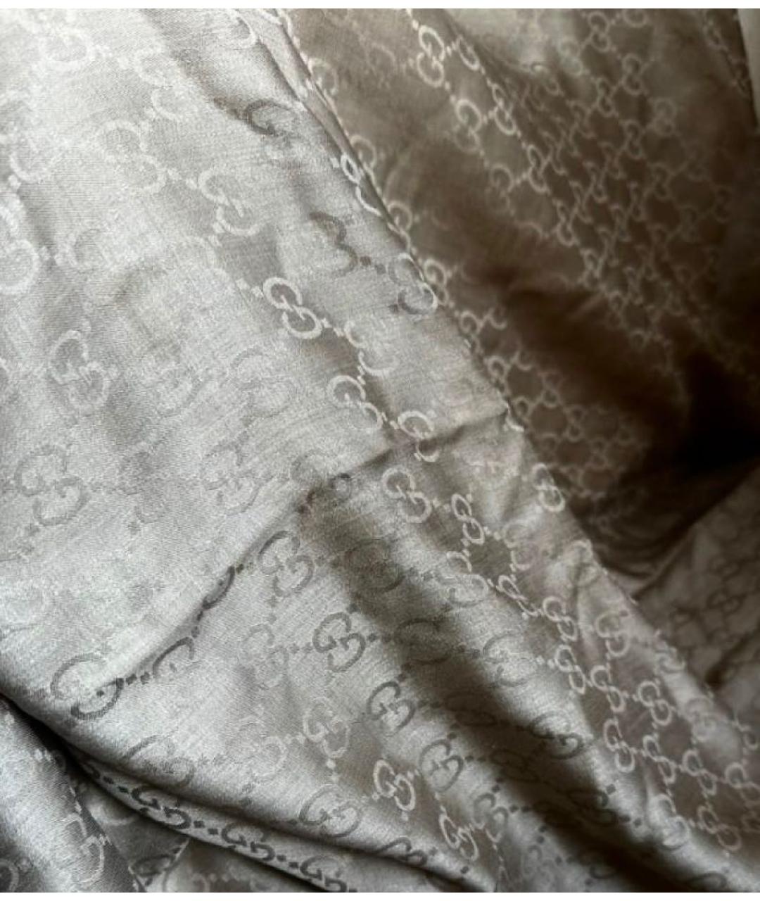 GUCCI Бежевый шелковый шарф, фото 2