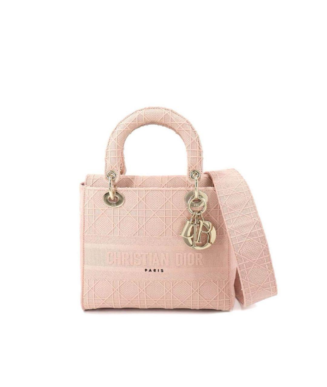 CHRISTIAN DIOR Розовая жаккардовая сумка с короткими ручками, фото 1