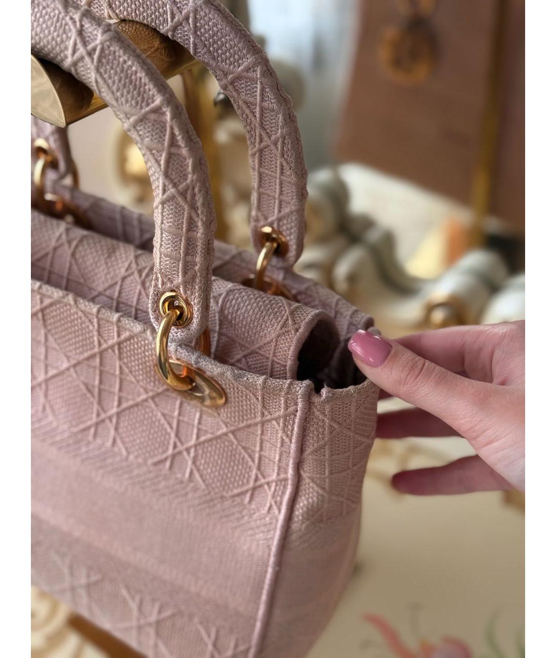 CHRISTIAN DIOR Розовая жаккардовая сумка с короткими ручками, фото 4