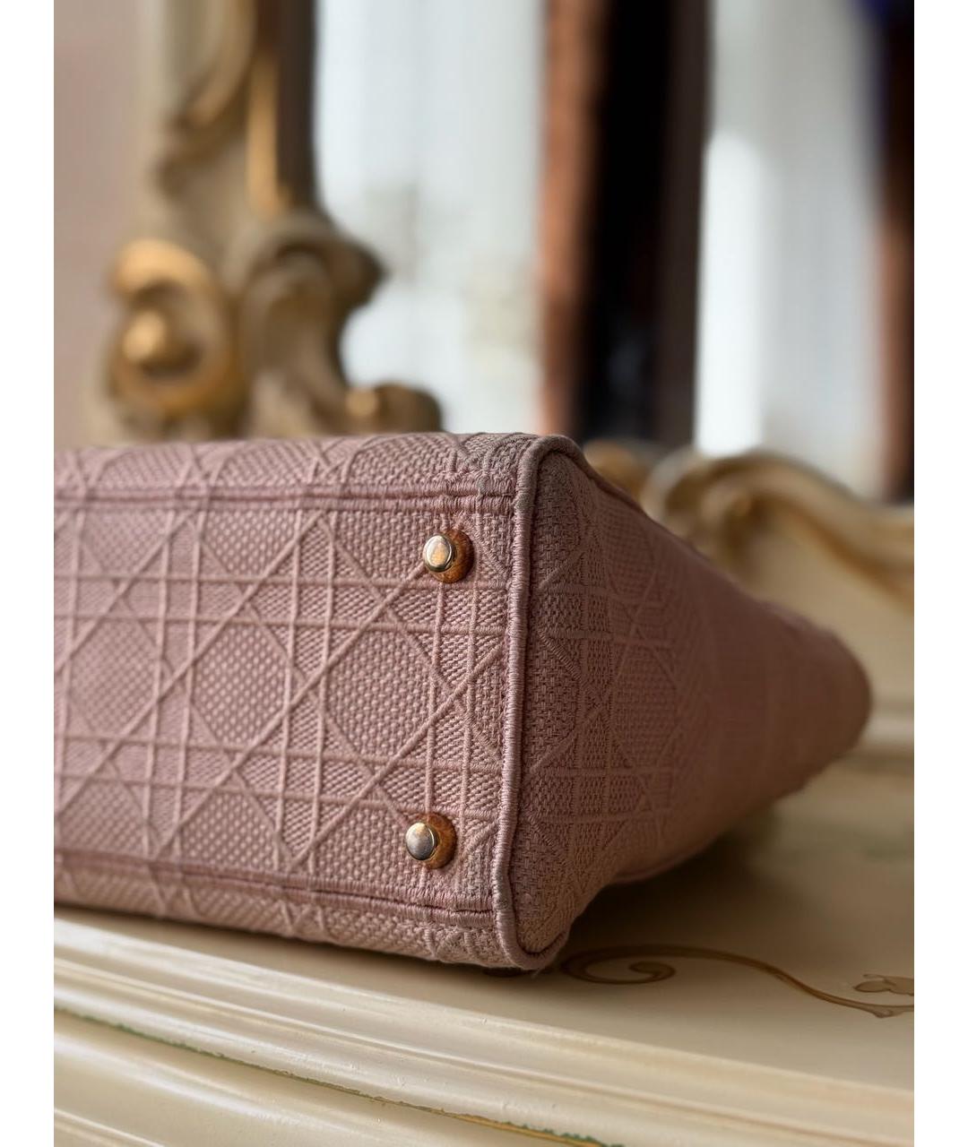 CHRISTIAN DIOR Розовая жаккардовая сумка с короткими ручками, фото 6
