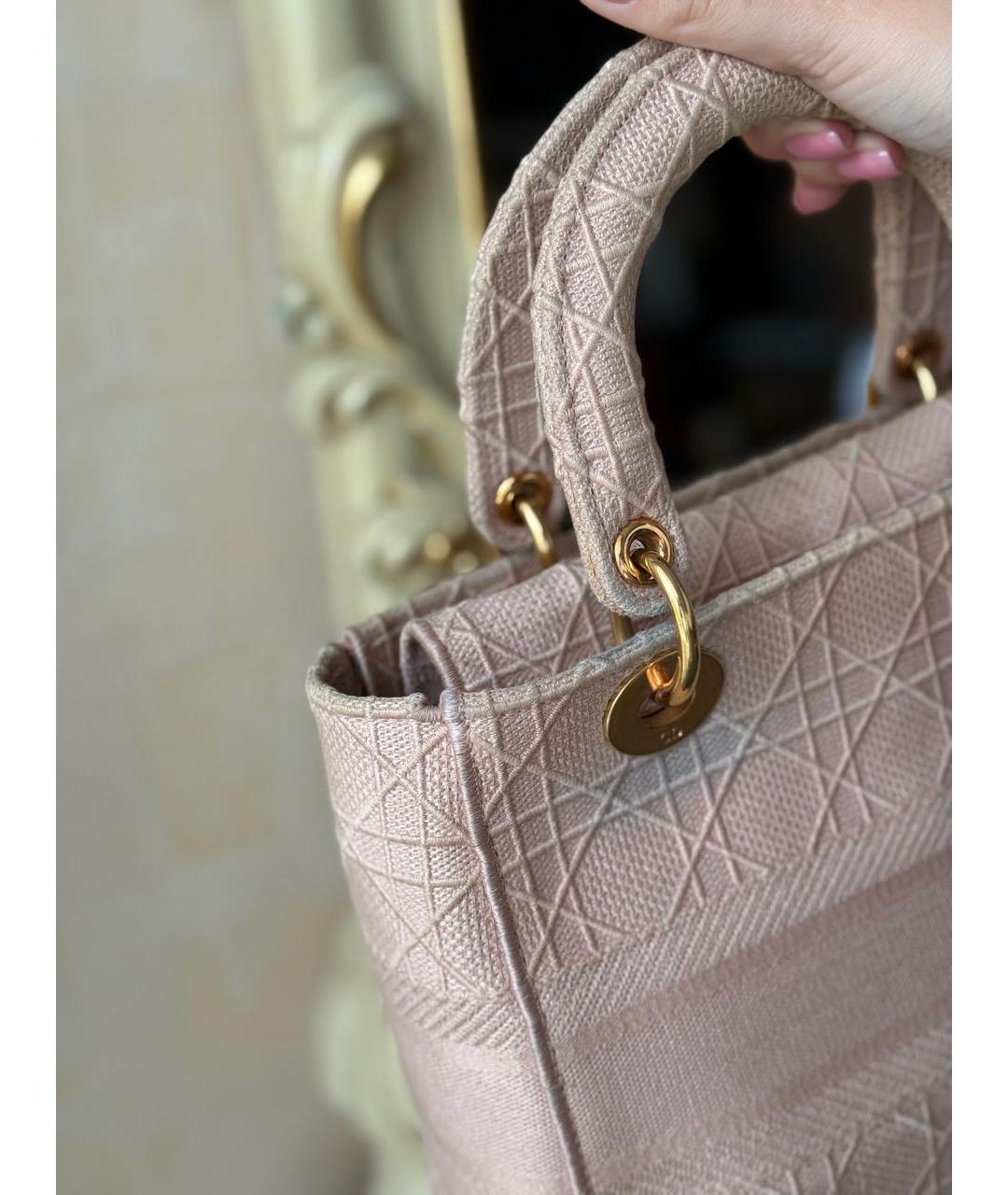 CHRISTIAN DIOR Розовая жаккардовая сумка с короткими ручками, фото 5