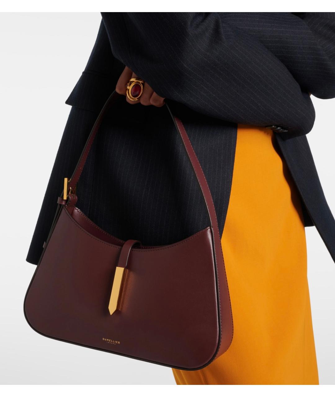 DEMELLIER Бордовая кожаная сумка с короткими ручками, фото 3