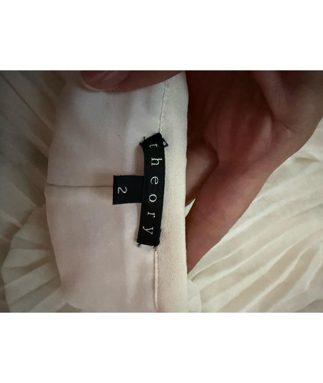 THEORY Белая полиэстеровая юбка макси, фото 3