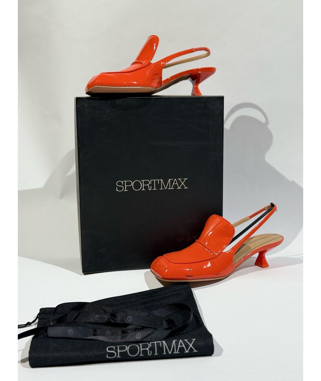 SPORTMAX Оранжевое туфли из лакированной кожи, фото 6