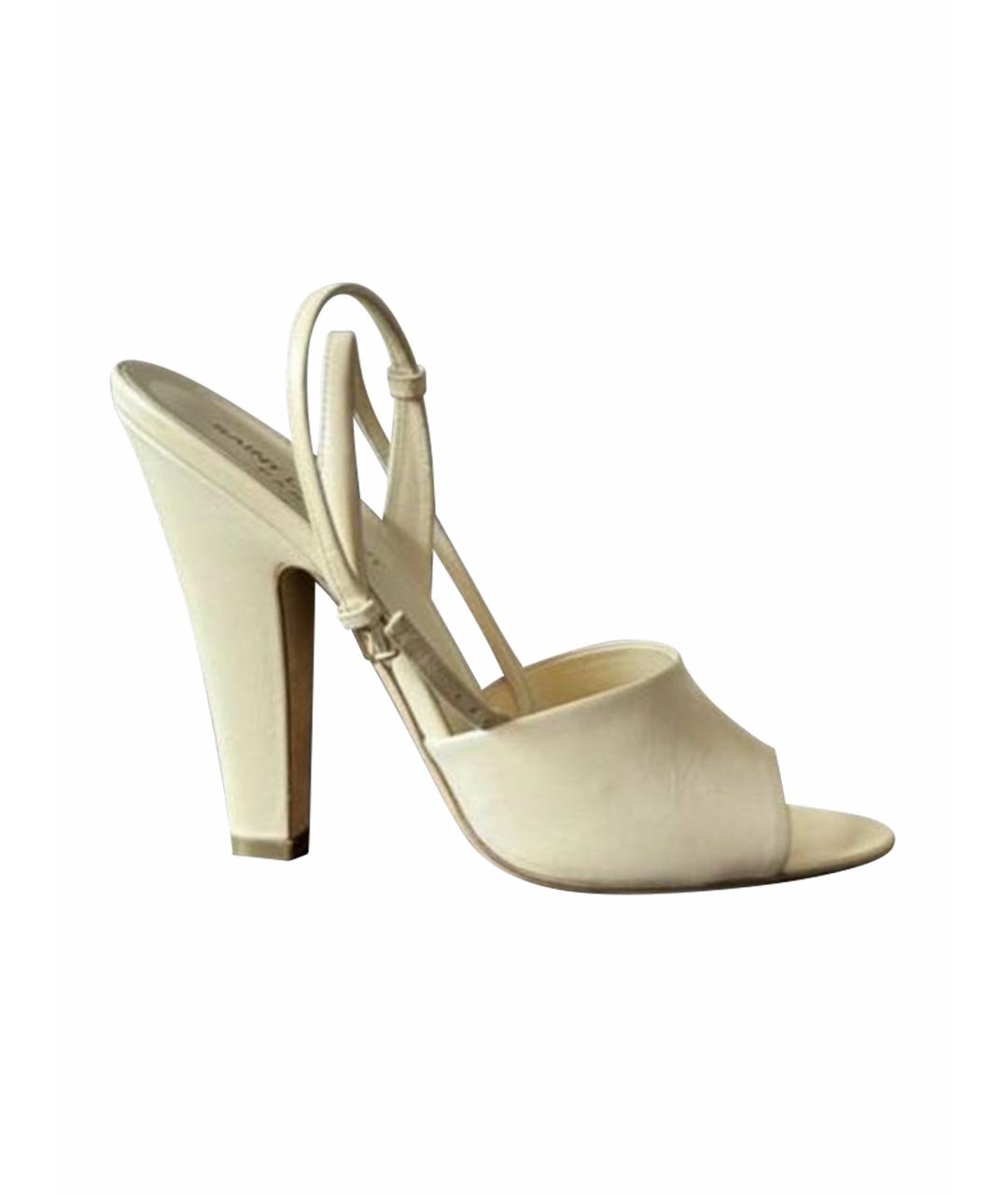 SAINT LAURENT Бежевые кожаные босоножки, фото 1