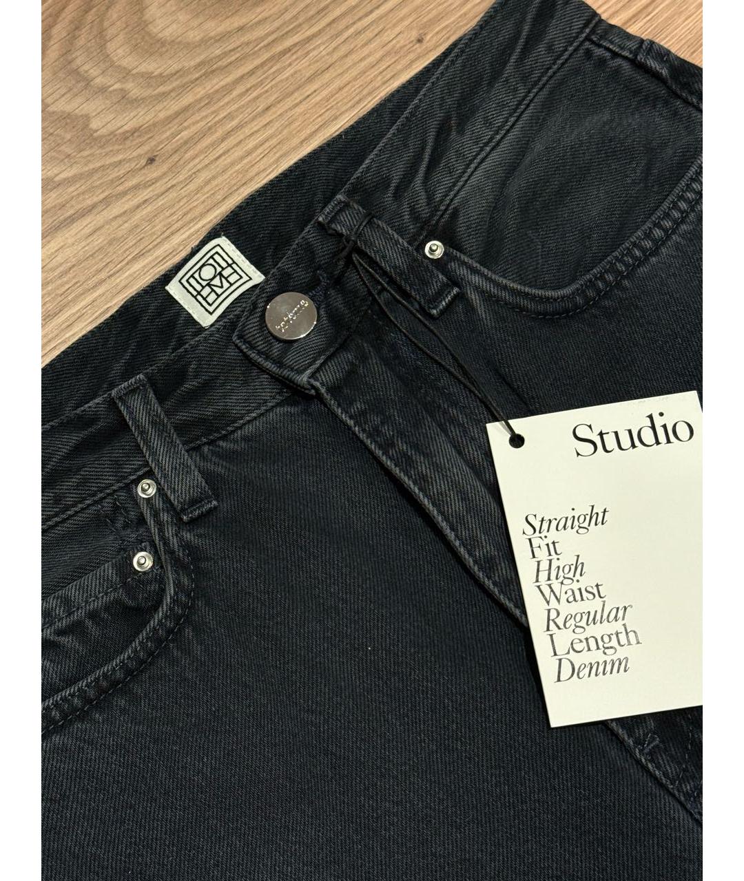 TOTEME Черные хлопковые прямые джинсы, фото 5