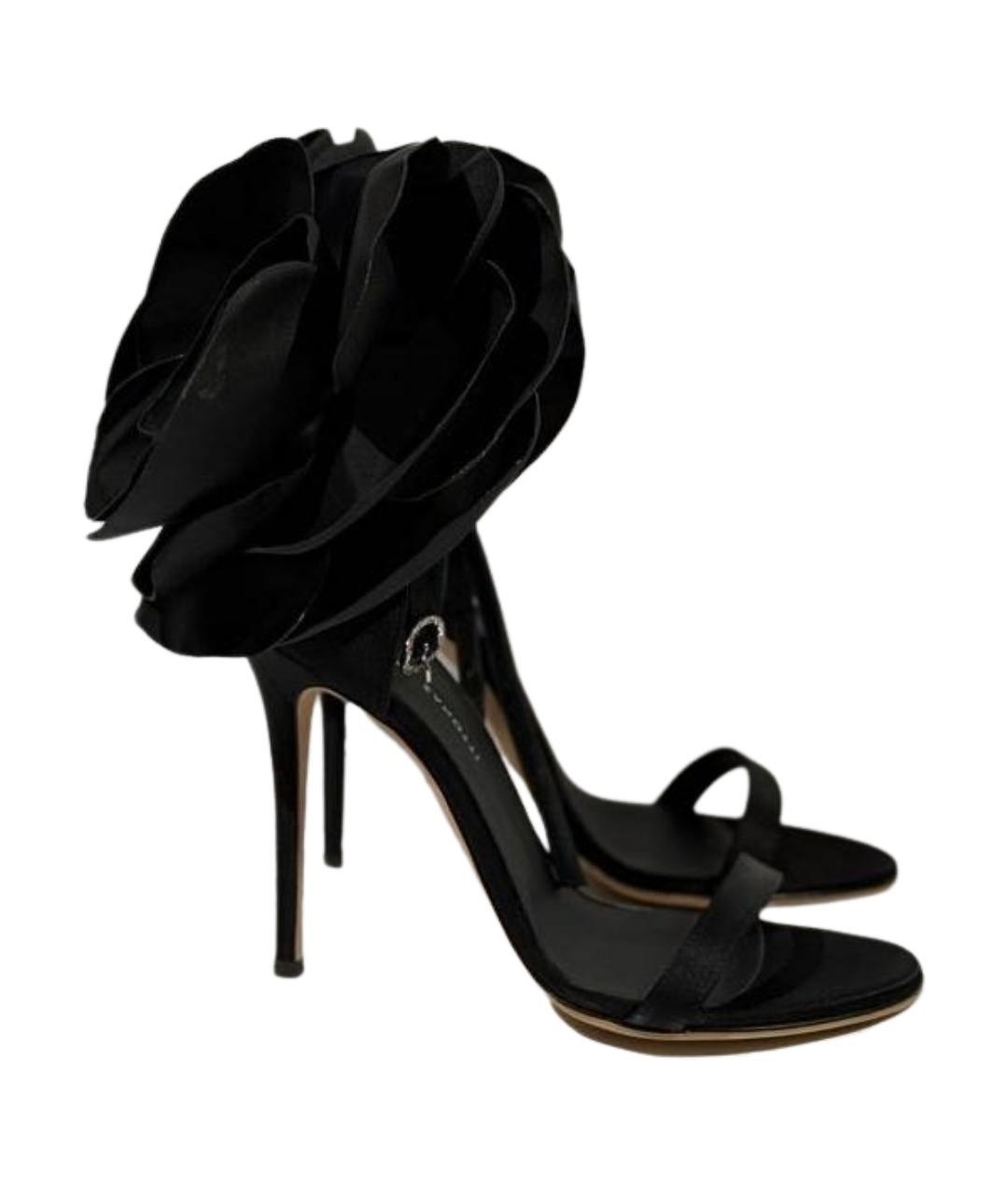 GIUSEPPE ZANOTTI DESIGN Черные текстильные босоножки, фото 1