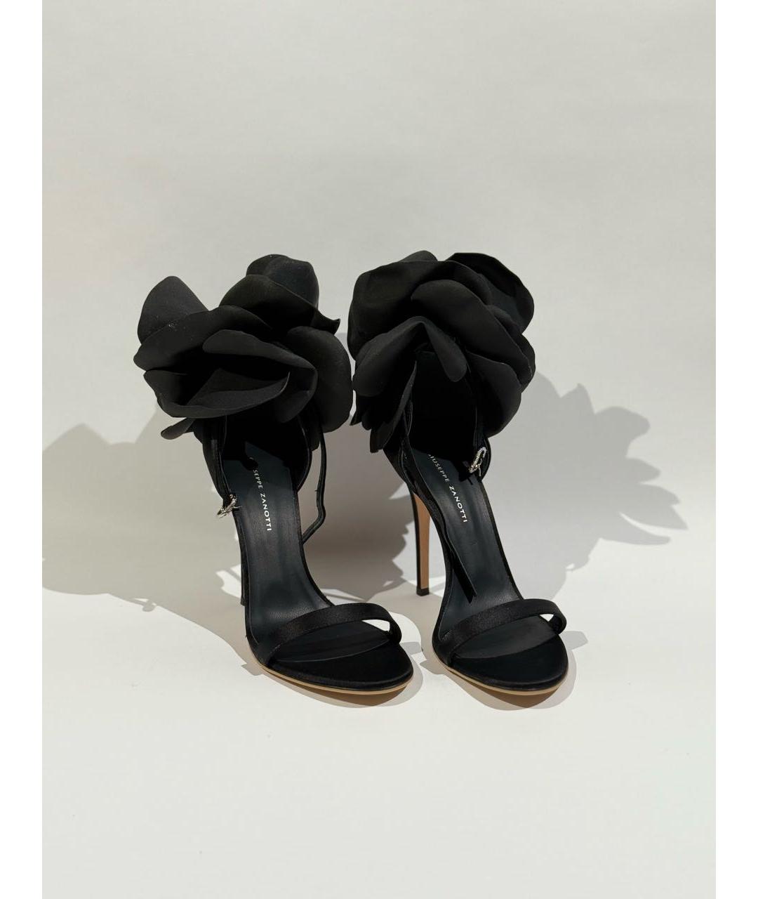 GIUSEPPE ZANOTTI DESIGN Черные текстильные босоножки, фото 5