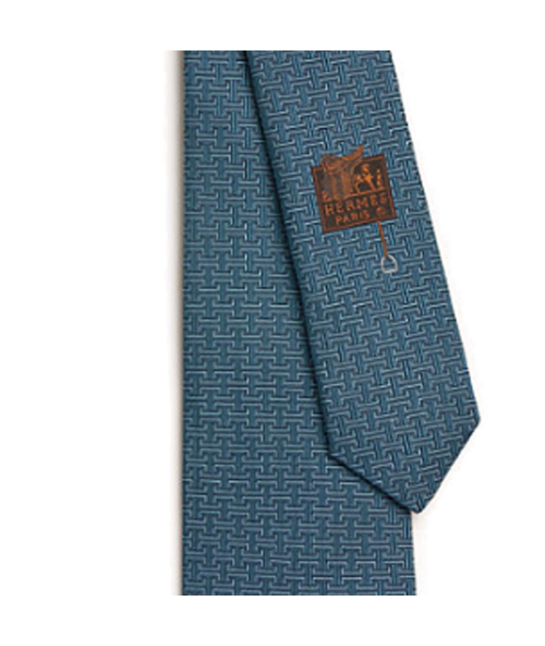 HERMES Синий шелковый галстук, фото 2