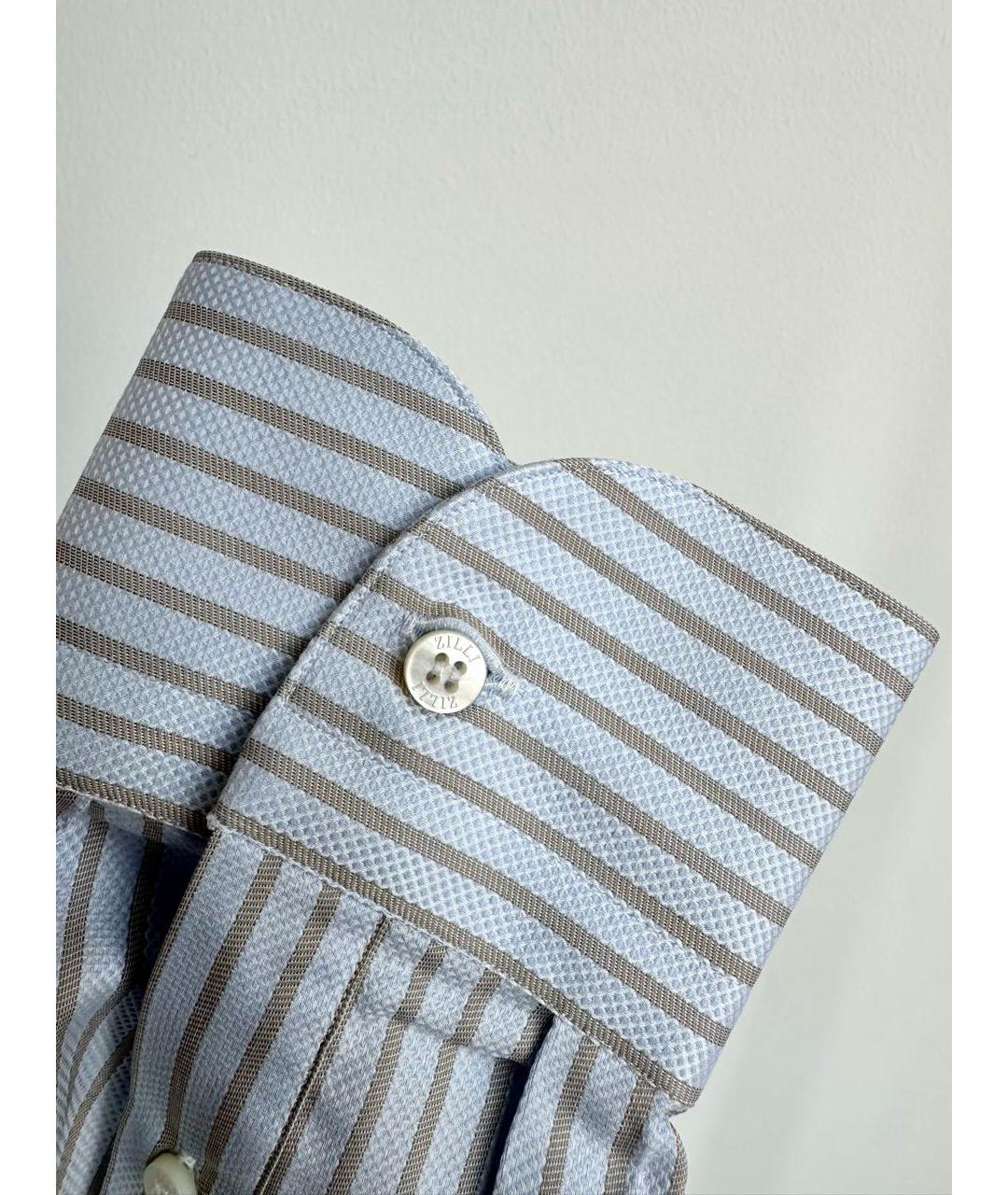ZILLI Голубая хлопковая классическая рубашка, фото 6