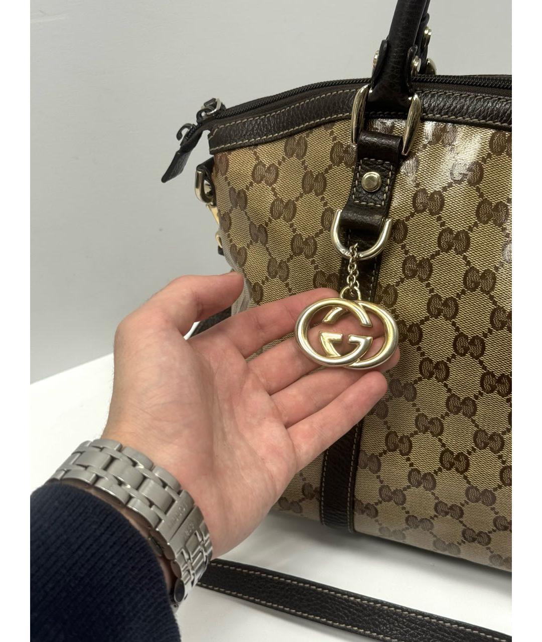 GUCCI Бежевая тканевая сумка тоут, фото 3