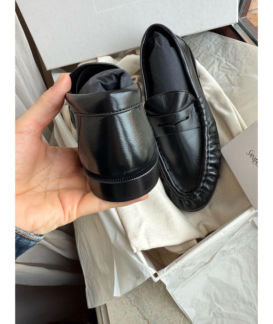 SAINT LAURENT Черные кожаные лоферы, фото 6
