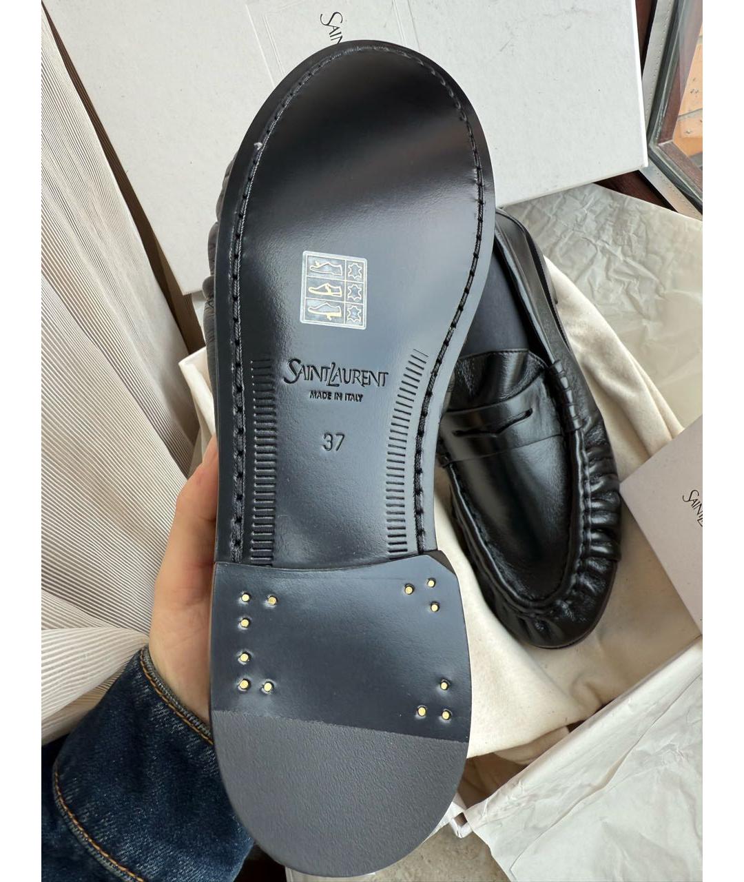 SAINT LAURENT Черные кожаные лоферы, фото 5