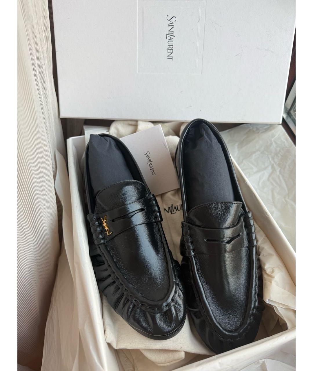 SAINT LAURENT Черные кожаные лоферы, фото 2