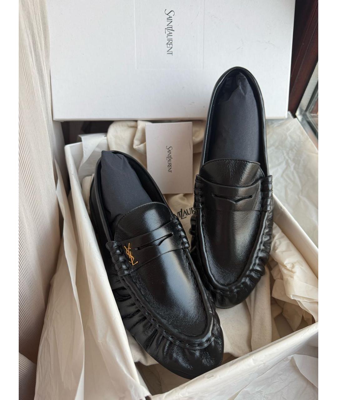 SAINT LAURENT Черные кожаные лоферы, фото 3