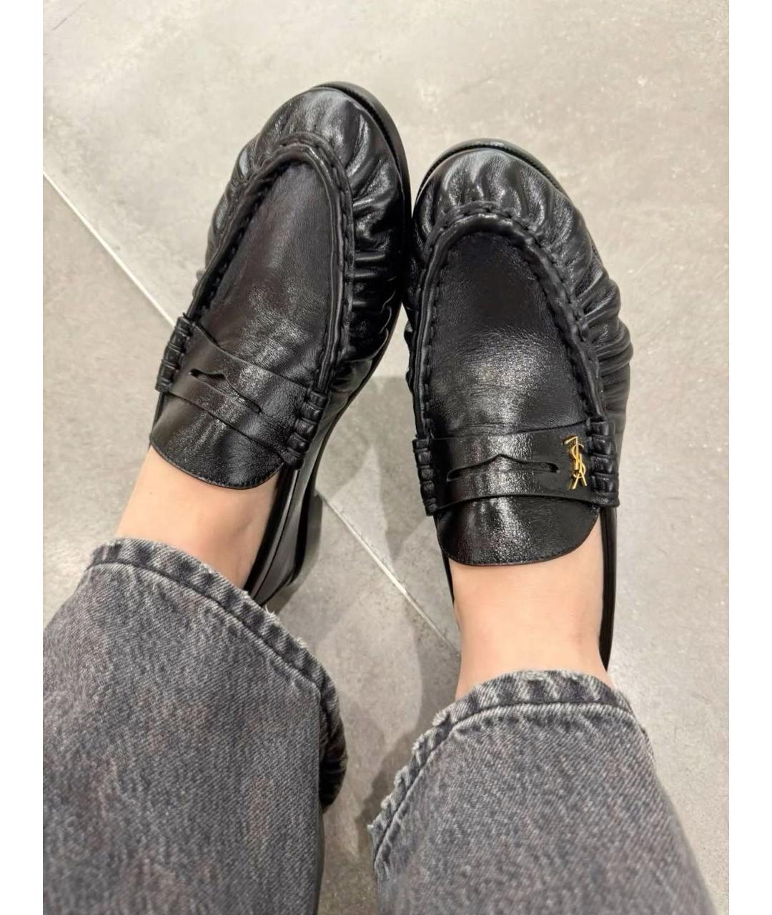 SAINT LAURENT Черные кожаные лоферы, фото 8