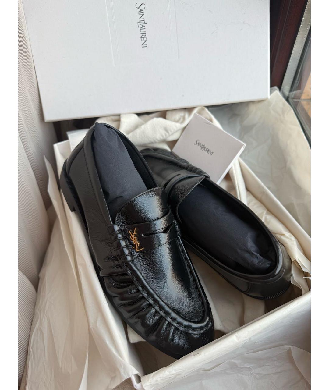 SAINT LAURENT Черные кожаные лоферы, фото 4