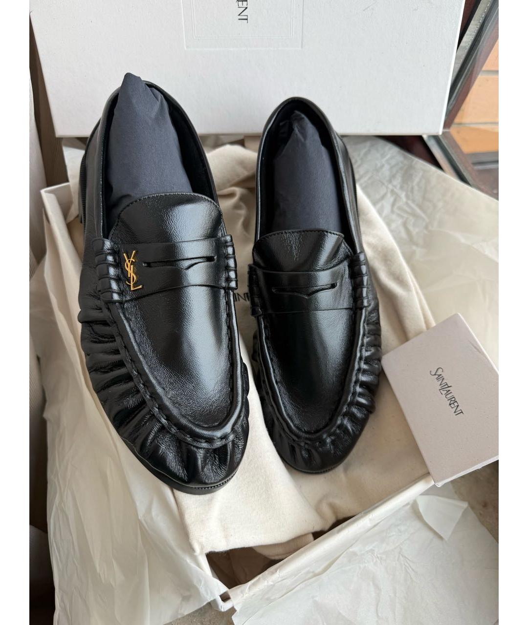 SAINT LAURENT Черные кожаные лоферы, фото 7