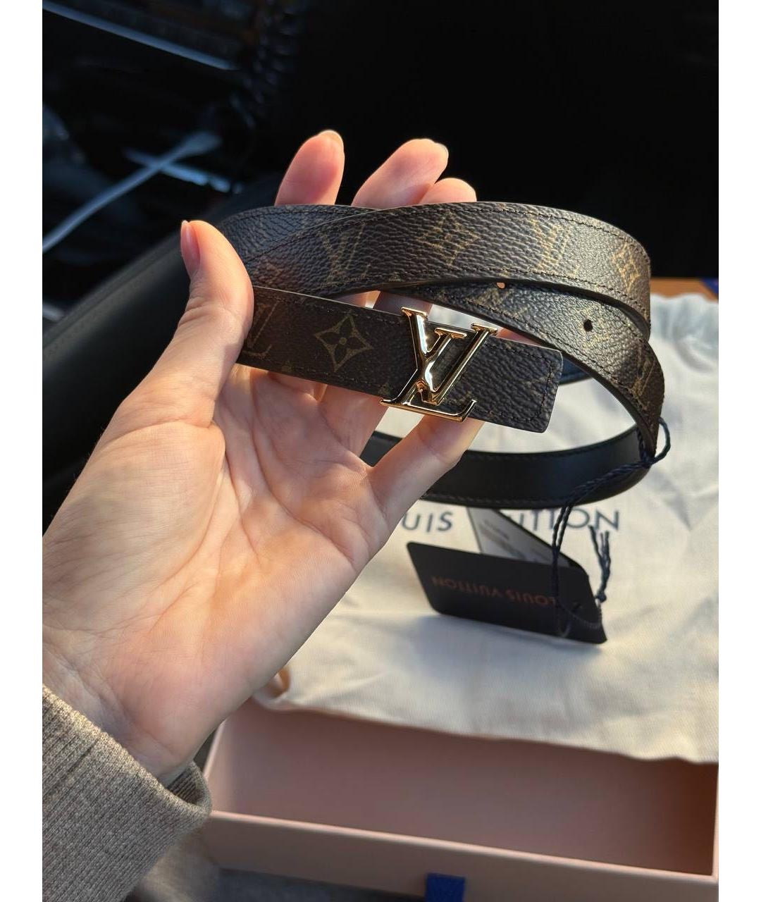 LOUIS VUITTON Коричневый кожаный ремень, фото 2