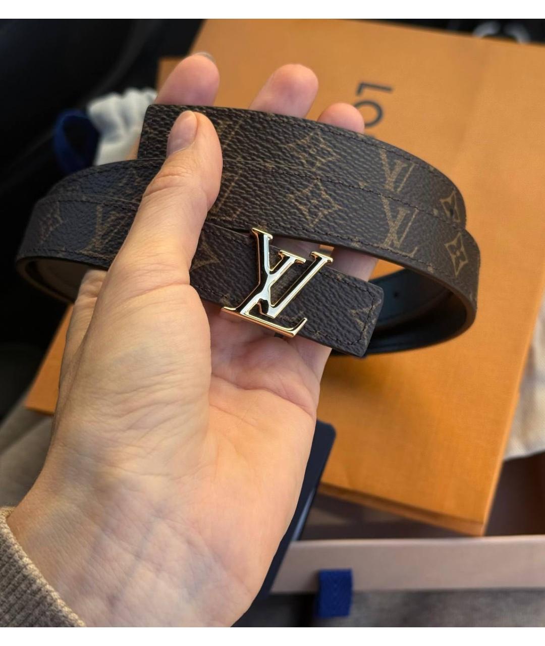 LOUIS VUITTON Коричневый кожаный ремень, фото 6