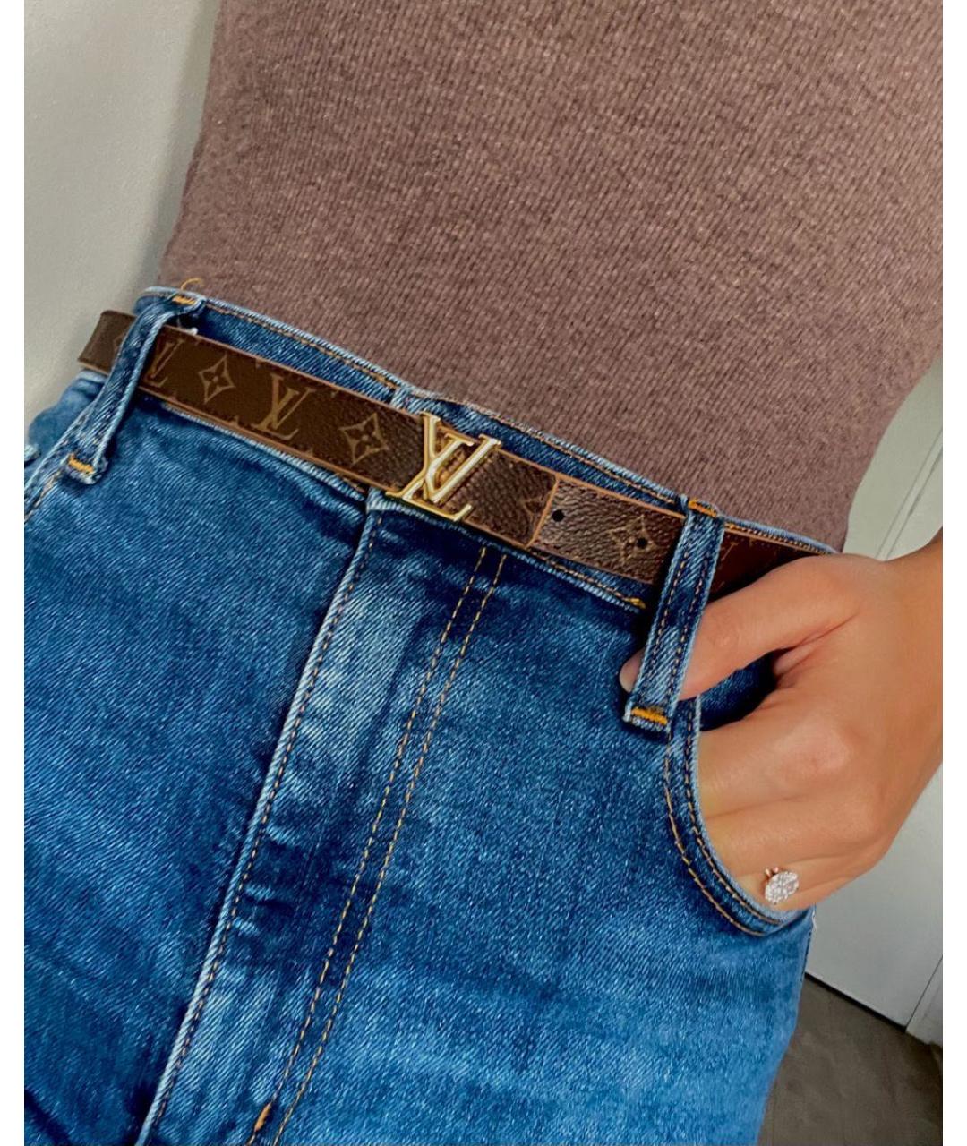 LOUIS VUITTON Коричневый кожаный ремень, фото 5