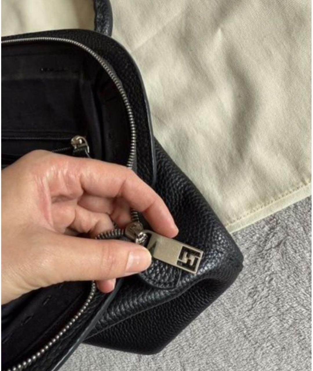 FENDI Черная кожаная сумка с короткими ручками, фото 6