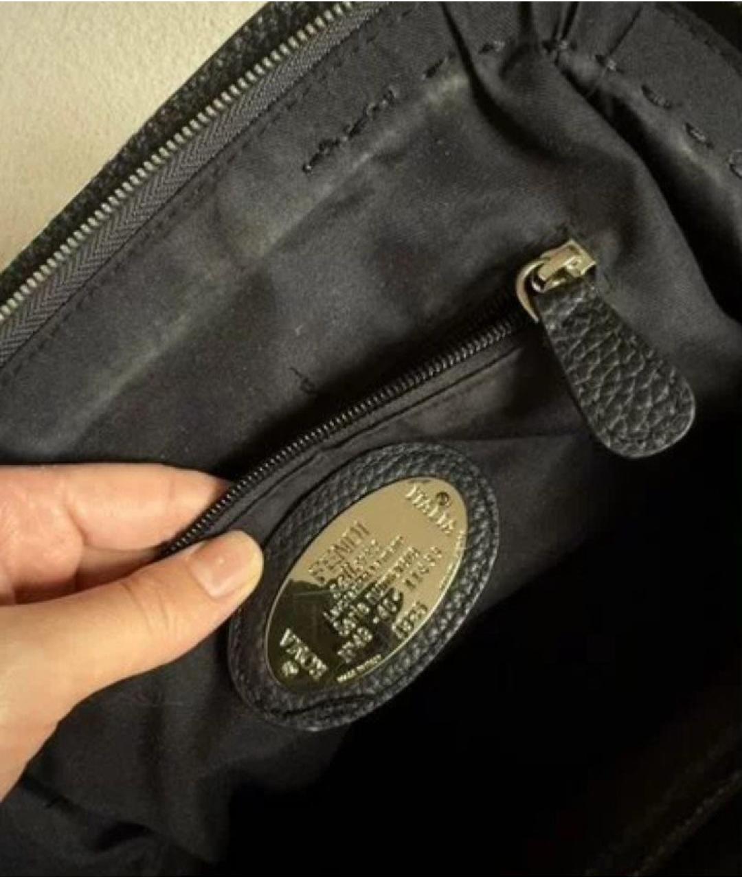 FENDI Черная кожаная сумка с короткими ручками, фото 8