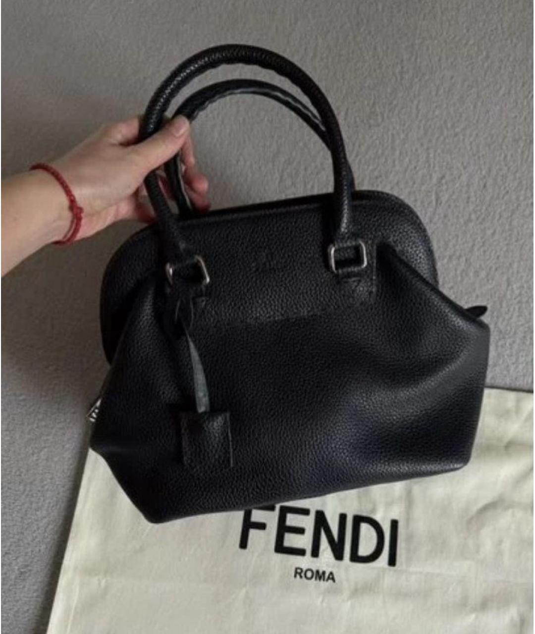 FENDI Черная кожаная сумка с короткими ручками, фото 10