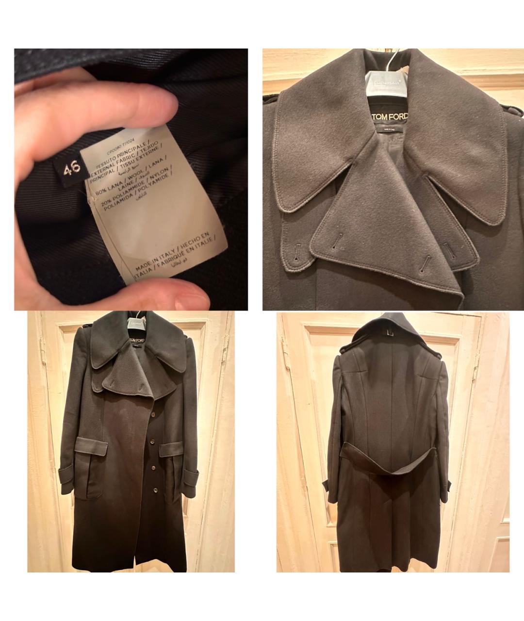 TOM FORD Черное шерстяное пальто, фото 7