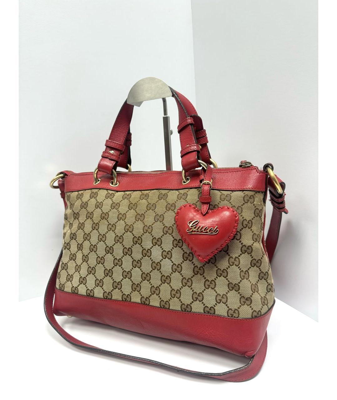 GUCCI Красная тканевая сумка тоут, фото 2