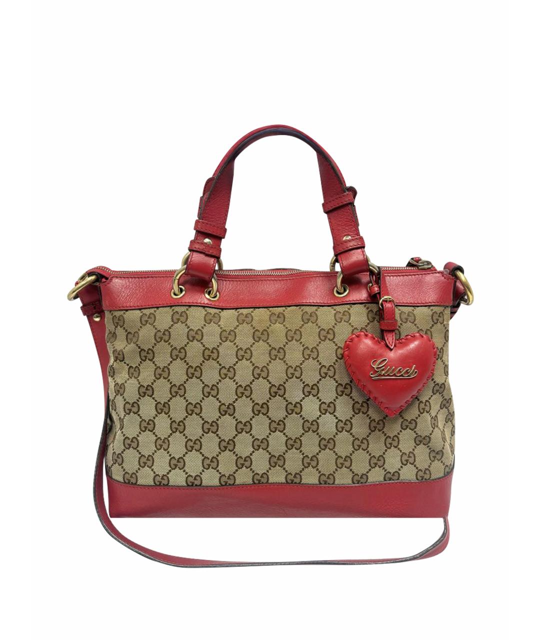 GUCCI Красная тканевая сумка тоут, фото 1