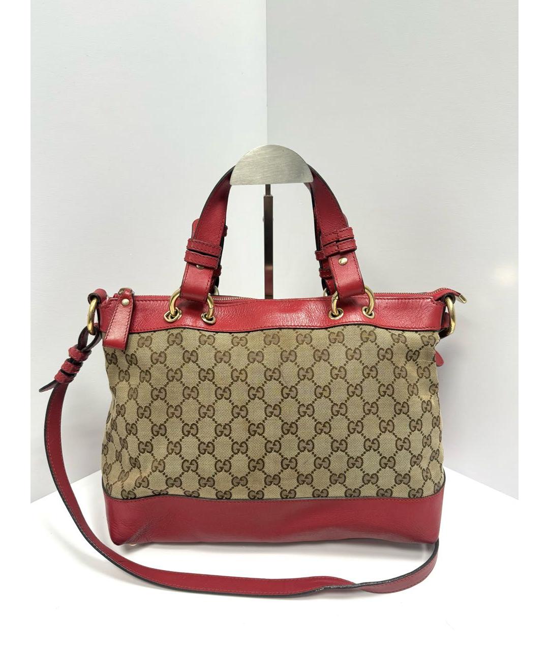 GUCCI Красная тканевая сумка тоут, фото 3