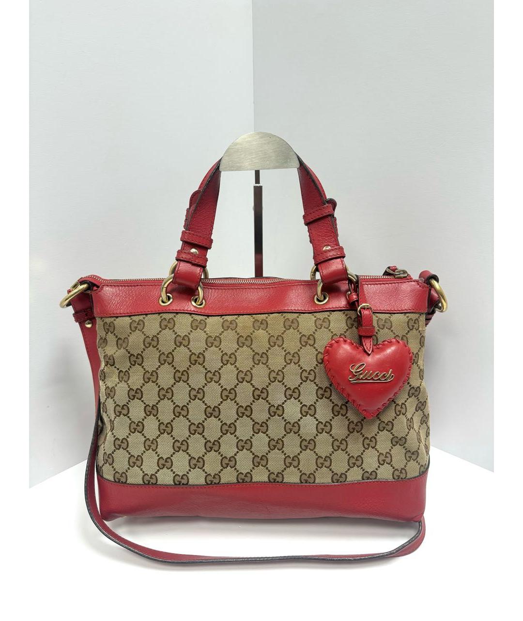 GUCCI Красная тканевая сумка тоут, фото 4