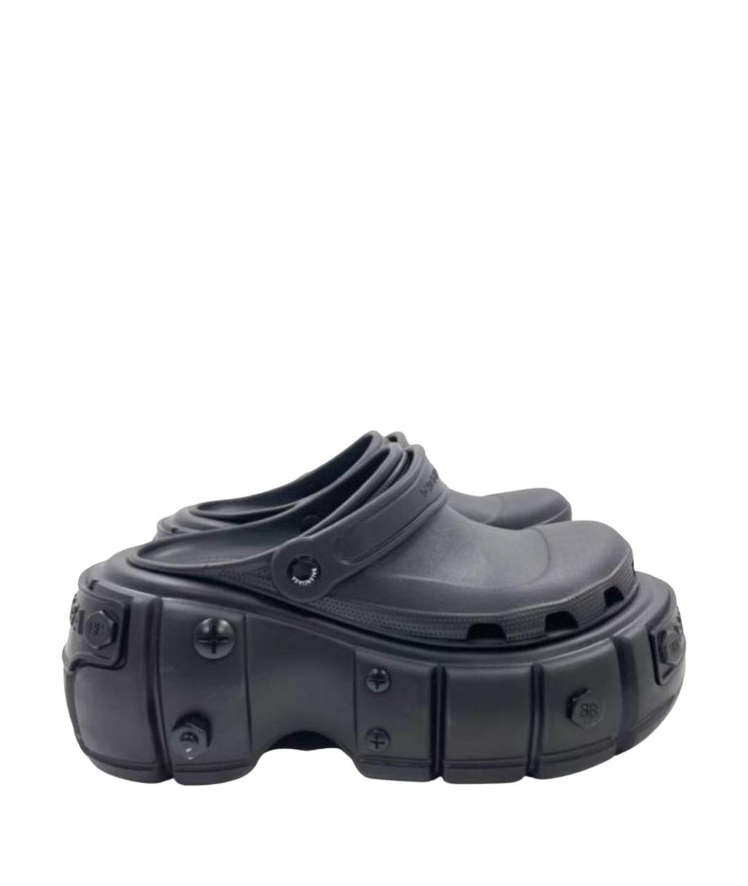 BALENCIAGA Черные резиновые высокие ботинки, фото 1