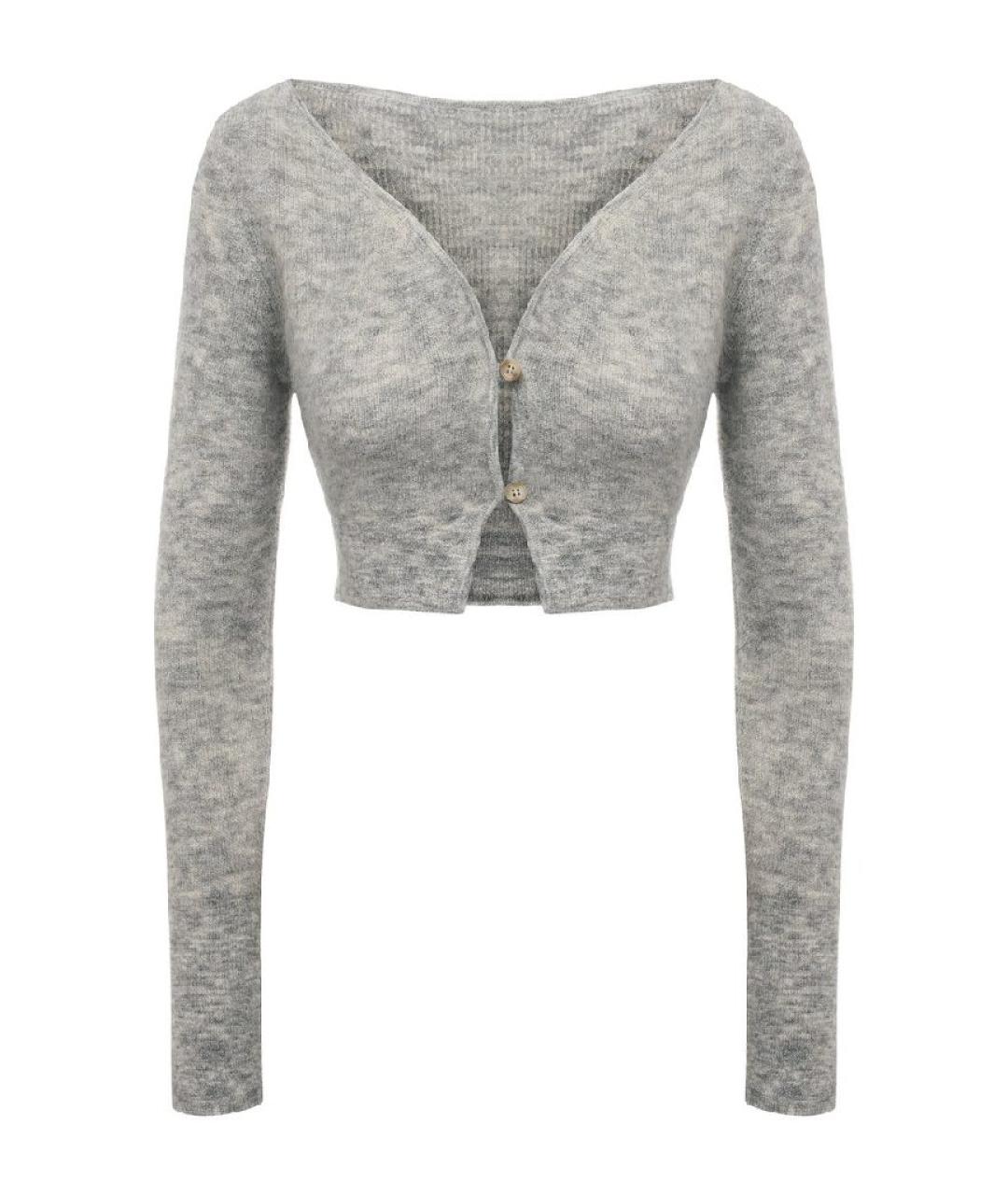 JACQUEMUS Серый шерстяной кардиган, фото 1