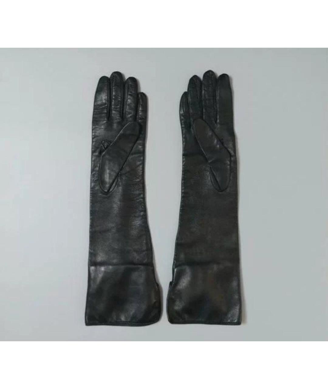 BURBERRY Черные кожаные перчатки, фото 10