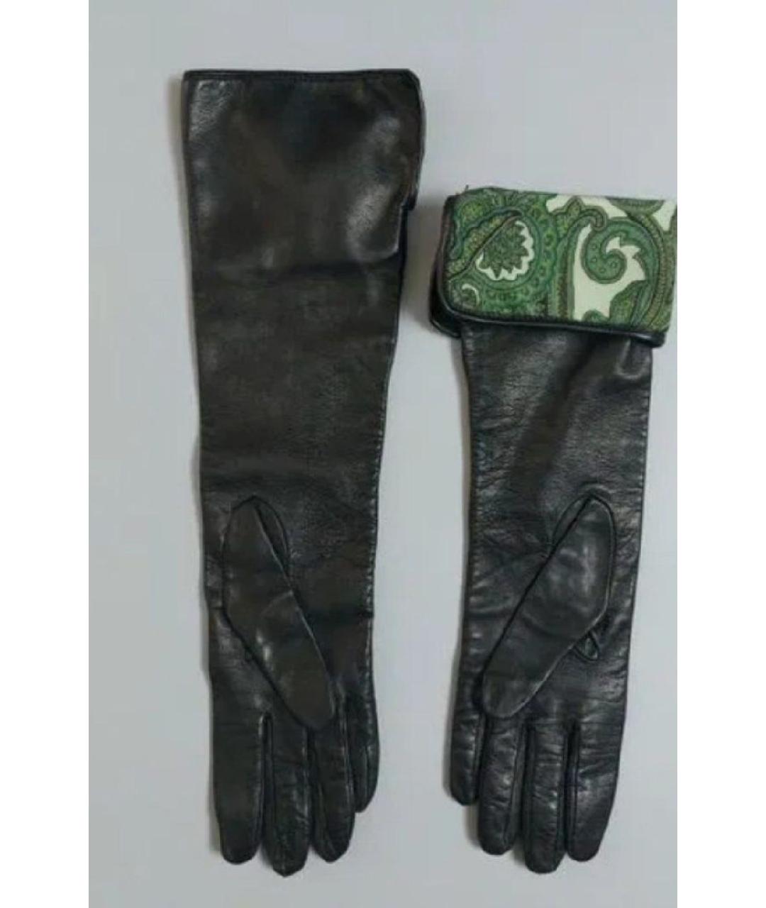 BURBERRY Черные кожаные перчатки, фото 5