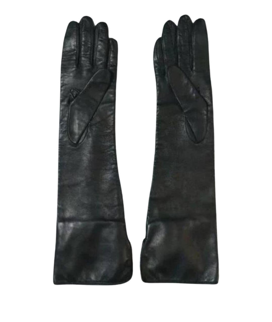 BURBERRY Черные кожаные перчатки, фото 1