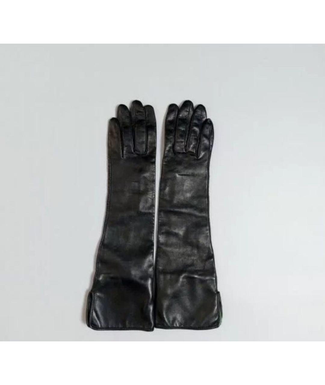 BURBERRY Черные кожаные перчатки, фото 2