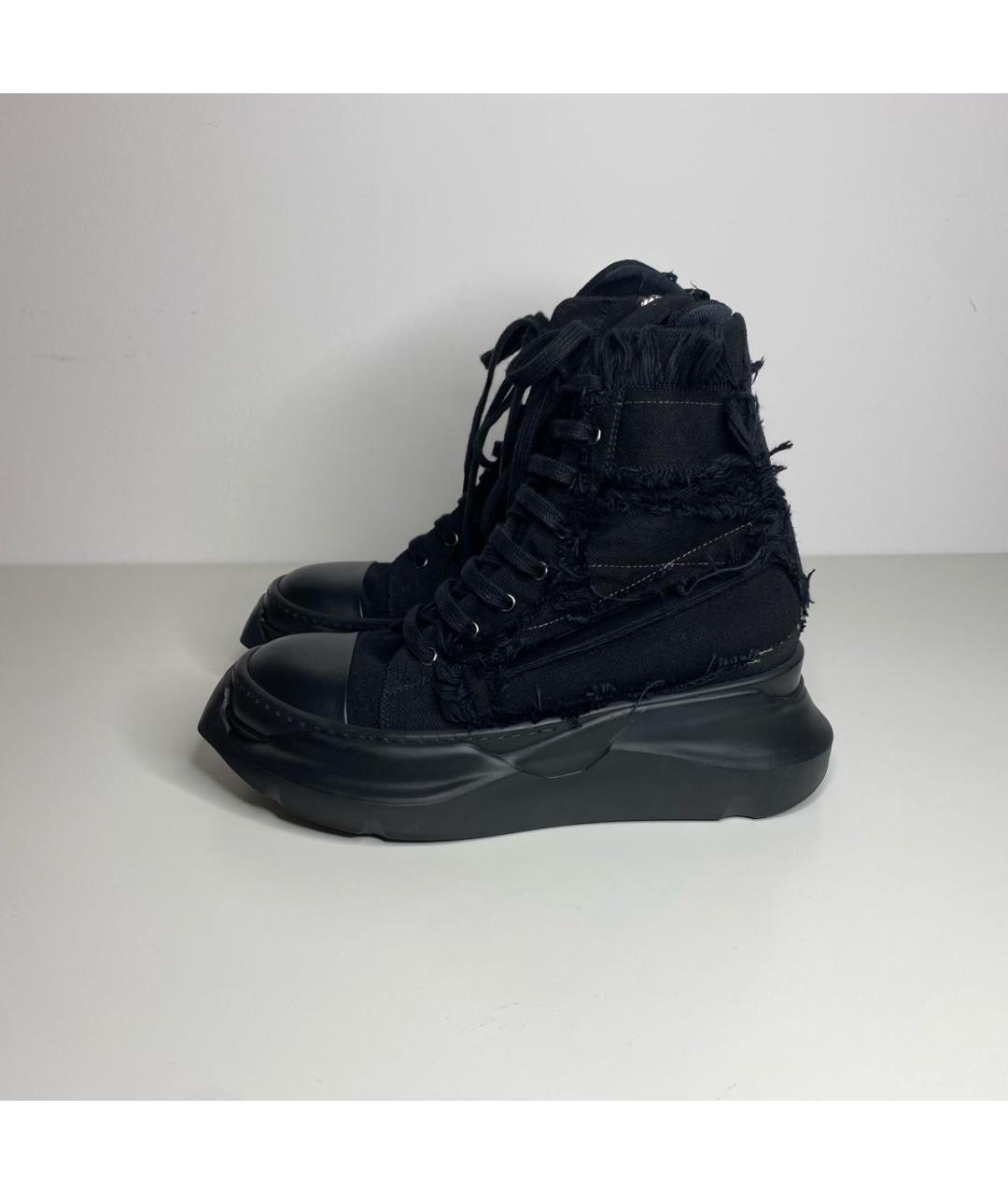 RICK OWENS Черные текстильные кеды, фото 3