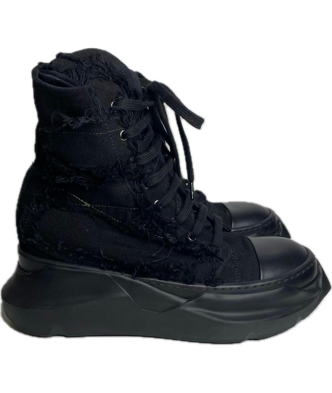 RICK OWENS Черные текстильные кеды, фото 1