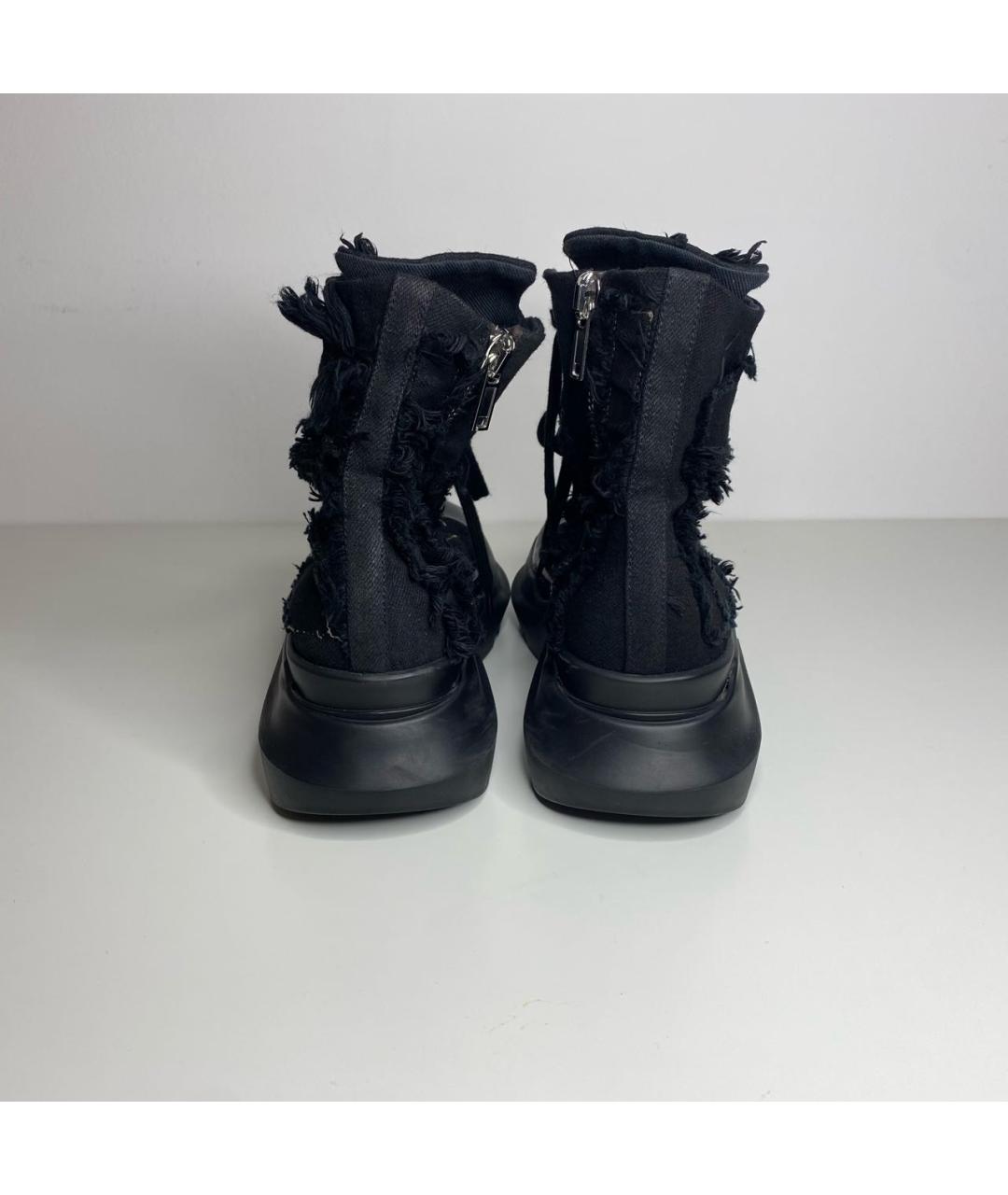 RICK OWENS Черные текстильные кеды, фото 4