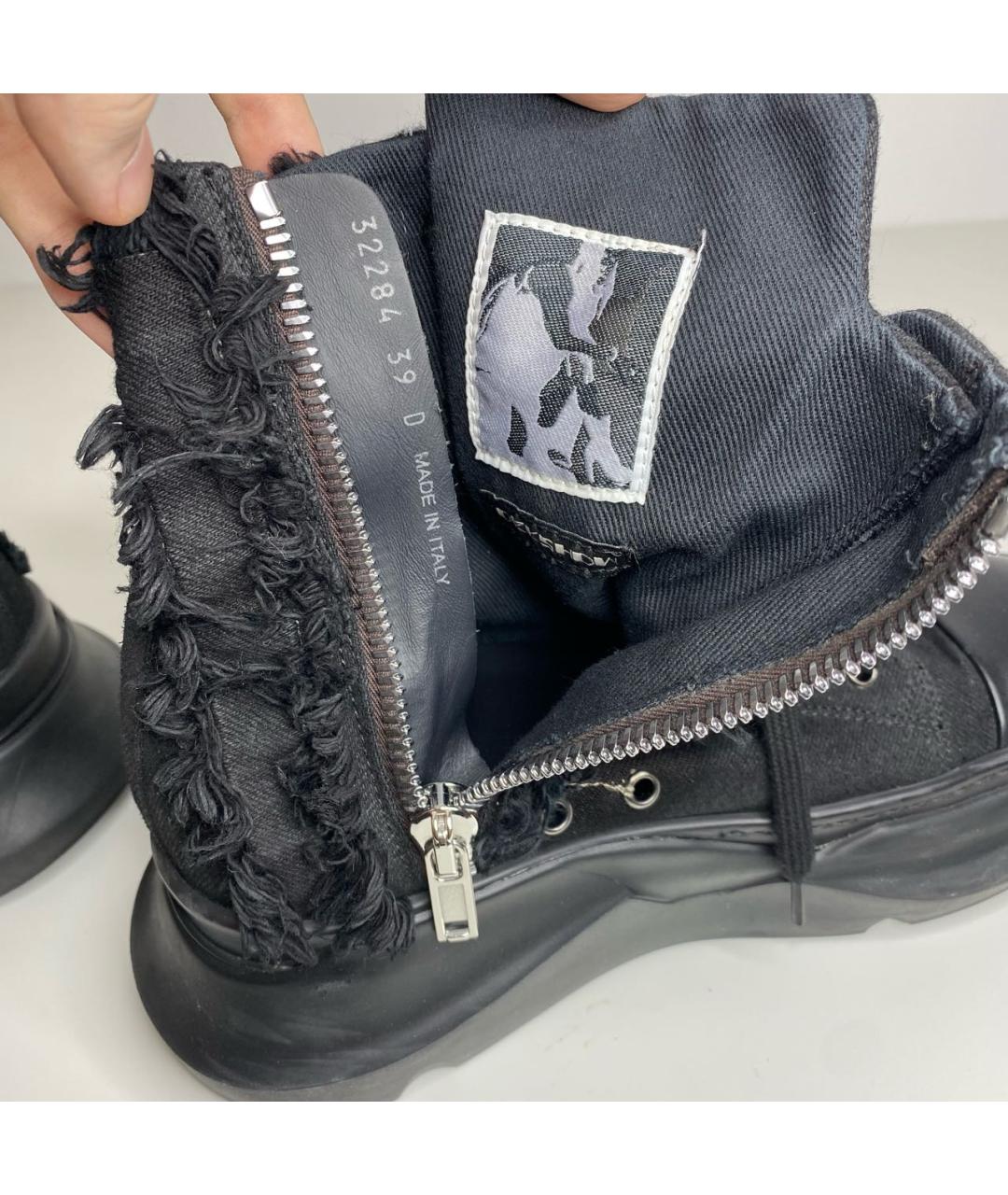 RICK OWENS Черные текстильные кеды, фото 6